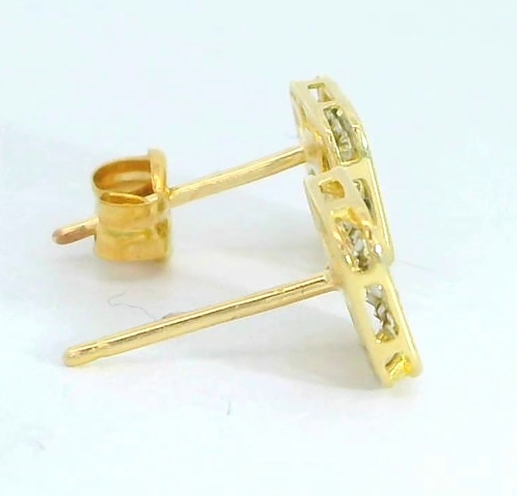 PENDIENTES CUADRADOS BICOLOR.6MM. PRESION. 9 KILATES