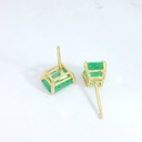 PENDIENTES ESMERALDA NATURAL 7x5MM.PRESION.