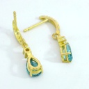 PENDIENTES LARGOS  CON PERA 6x4 TOPACIO LONDON BLUE.PRESION.18MM