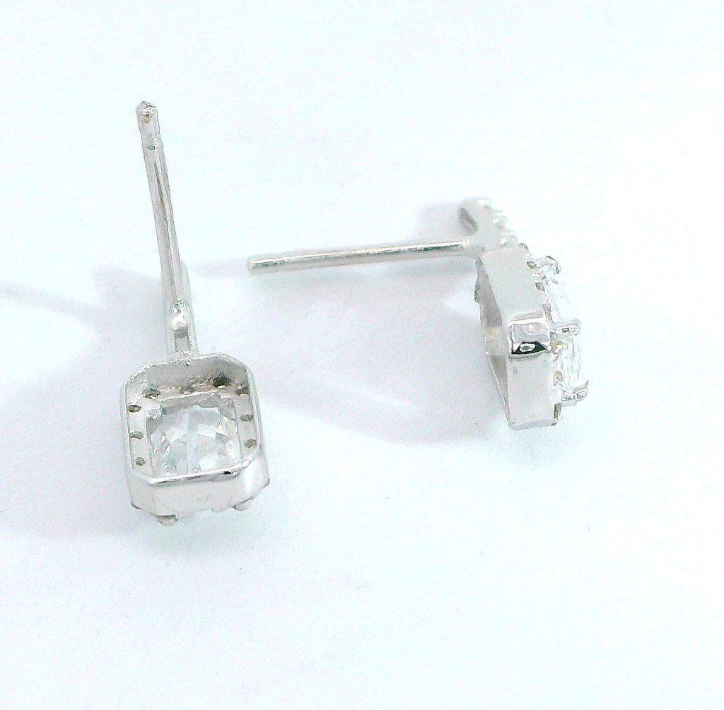 PENDIENTES LARGOS ,BAGUETTE  CON CIRCONITAS.PRESION.16MM OB