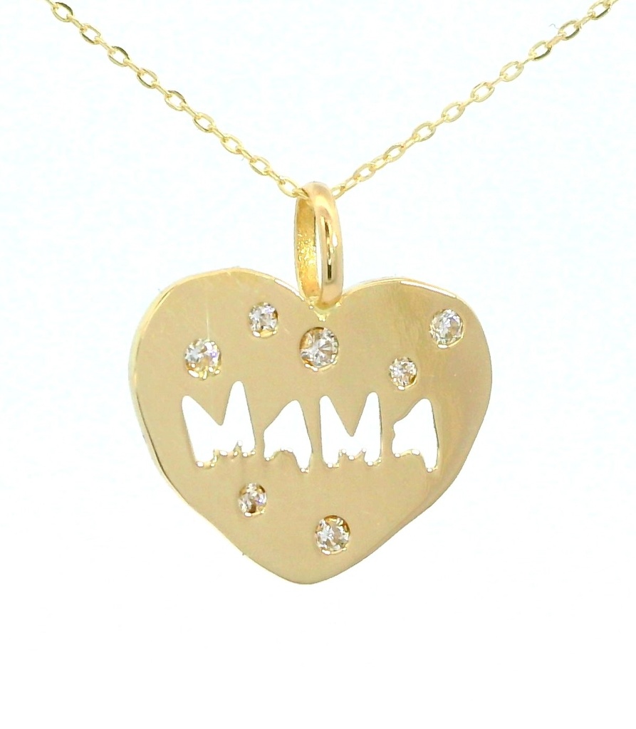 COLGANTE CORAZON MAMA CON  CIRCONITAS.14x15MM
