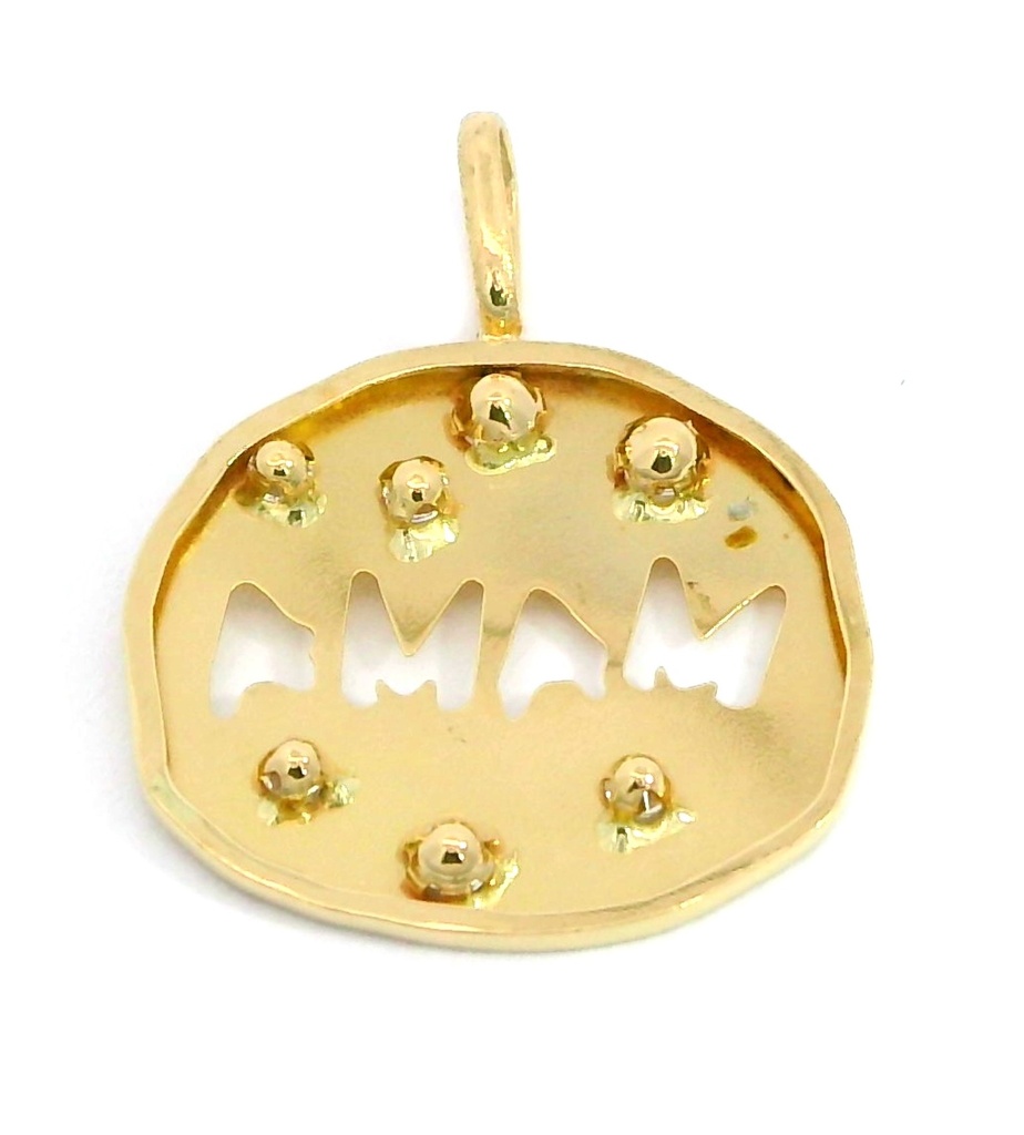 COLGANTE REDONDO IRREGULAR MAMA  CON CIRCONITAS.14x13MM