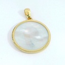MEDALLA VIRGEN NIÑA REDONDA  CON NACAR ,16 MM.9KILATES