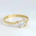 SORTIJA 2 GARRAS CIRCONITA CORAZON Y REDONDO. 6MM.9 KILATES