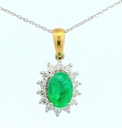 COLGANTE  ESMERALDA OVAL DE 0.64 CT Y BRILLANTES DI 14 RD SI H 0.15 CT TW