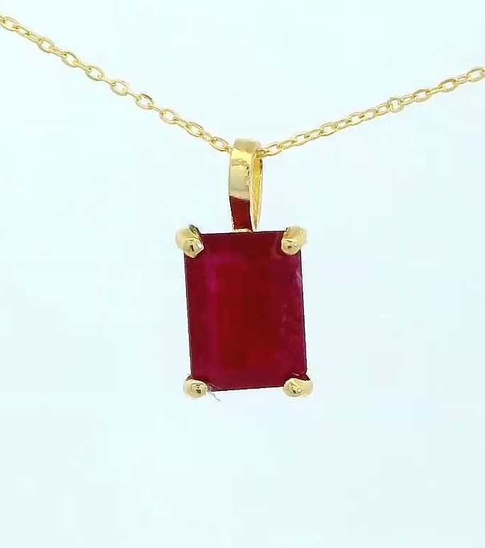 COLGANTE RUBI NATURAL 7x5MM.