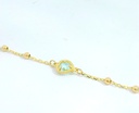 PULSERA 3 CORAZONES CIRCONITA DE COLOR Y BOLAS .17CM.9KILATES