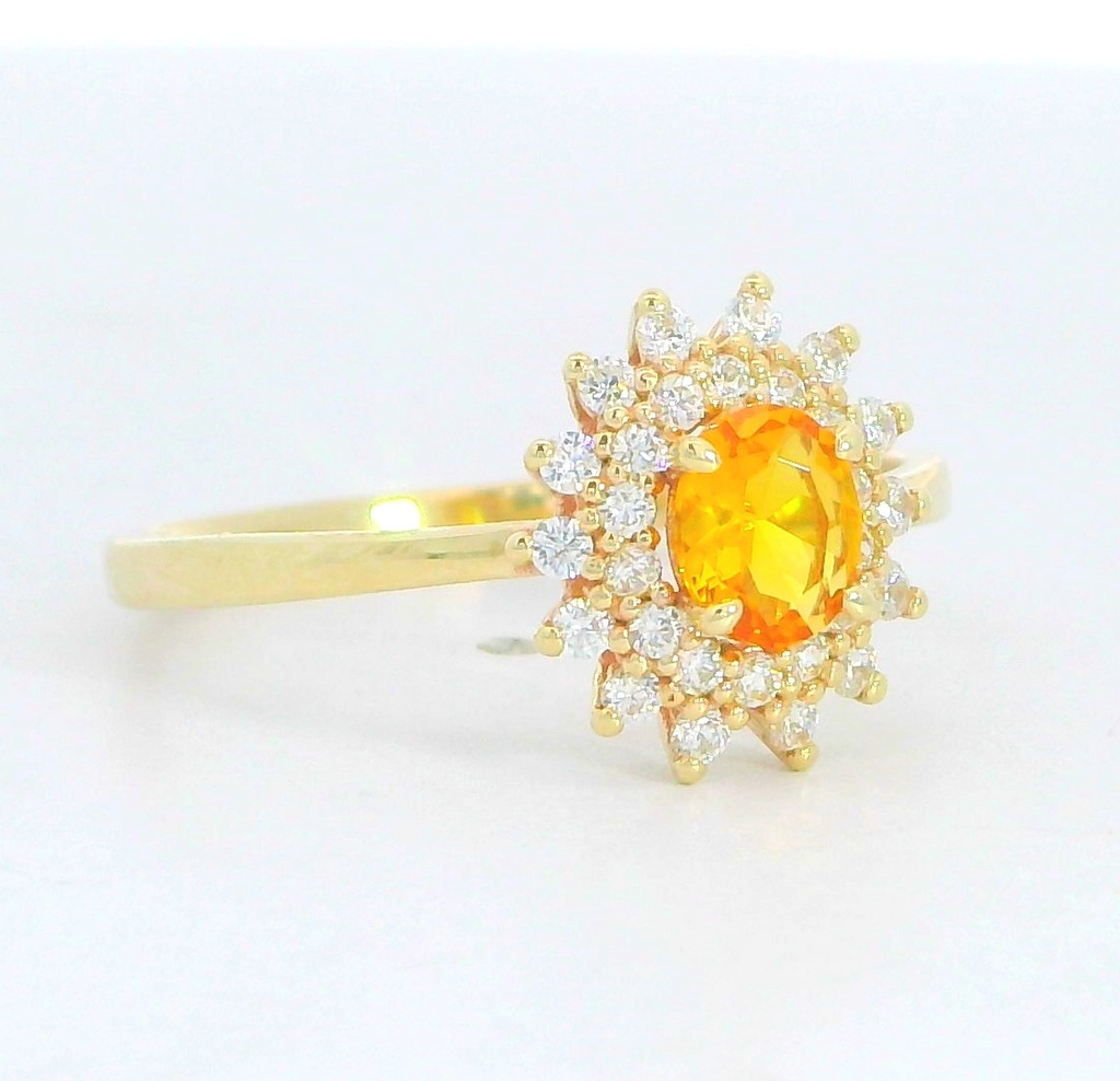 SORTIJA CIRCONITA OVAL COLOR CITRINO 5x4MM.9KILATES