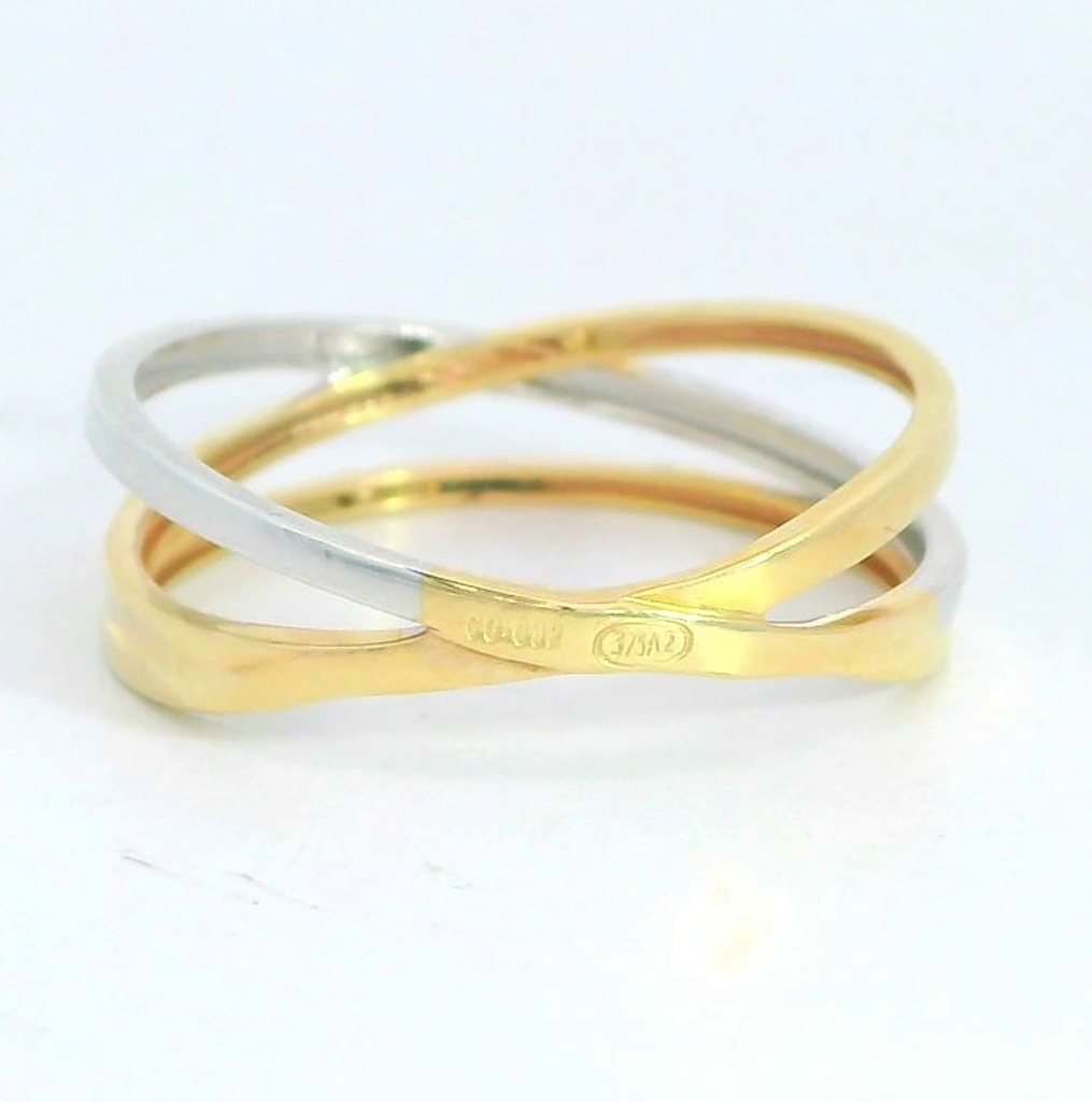 SORTIJA  BICOLOR CON DIAMANTE  0.004 CT TW.9 KILATES