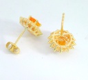 PENDIENTES CUAJO CIRCONITAS Y NANO CITRINO DE 5x4MM.9 KILATES