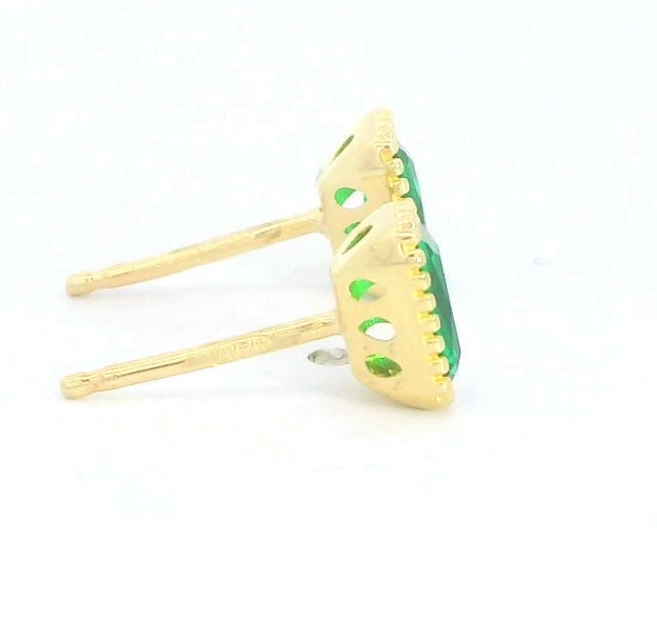 PENDIENTES NANO ESMERALDA OCTOGONO 6x4MM.9 KILATES