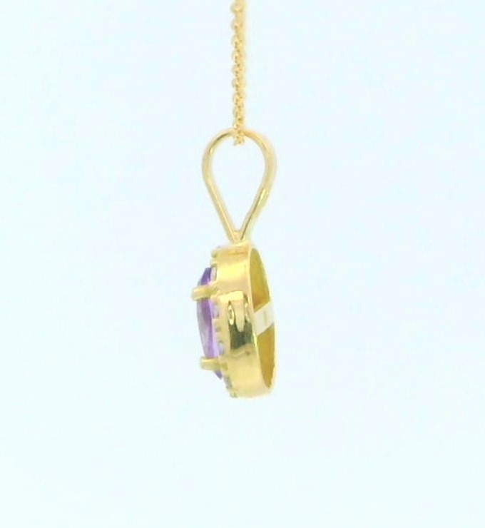 COLGANTE OVAL  AMATISTA SEMIPRECIOSA DE 5x3MM Y CIRCONITAS