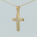 CRUZ LISA SIN CRISTO CON CIRCONITA .19x10MM.9 KILATES