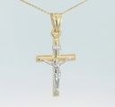 CRUZ LISA CON CRISTO BICOLOR .9 KILATES