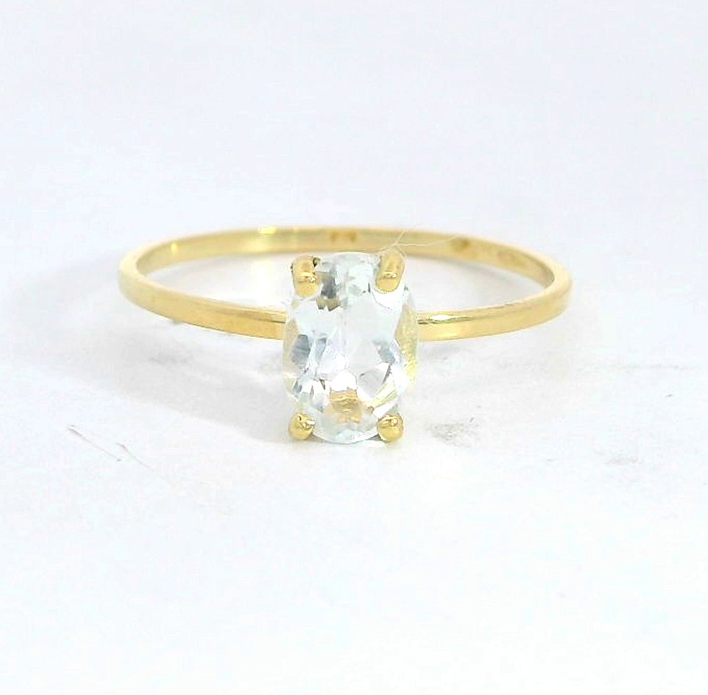 SORTIJA PIEDRA TOPACIO BLANCO OVAL DE 7x5MM 9KILATES