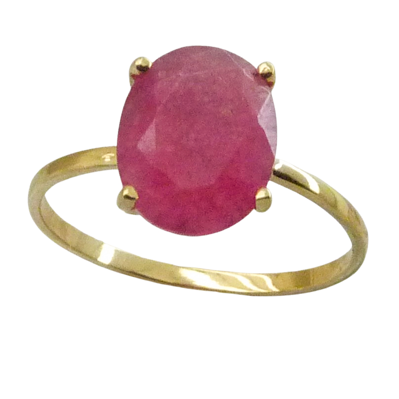 SORTIJA PIEDRA OVAL DE 10x8MM COLOR RUBI.