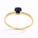 RING WITH 4MM ROUND SAPPHIRE AND 1MM 8 DIAMONDS H-SI 0.06 CT TW