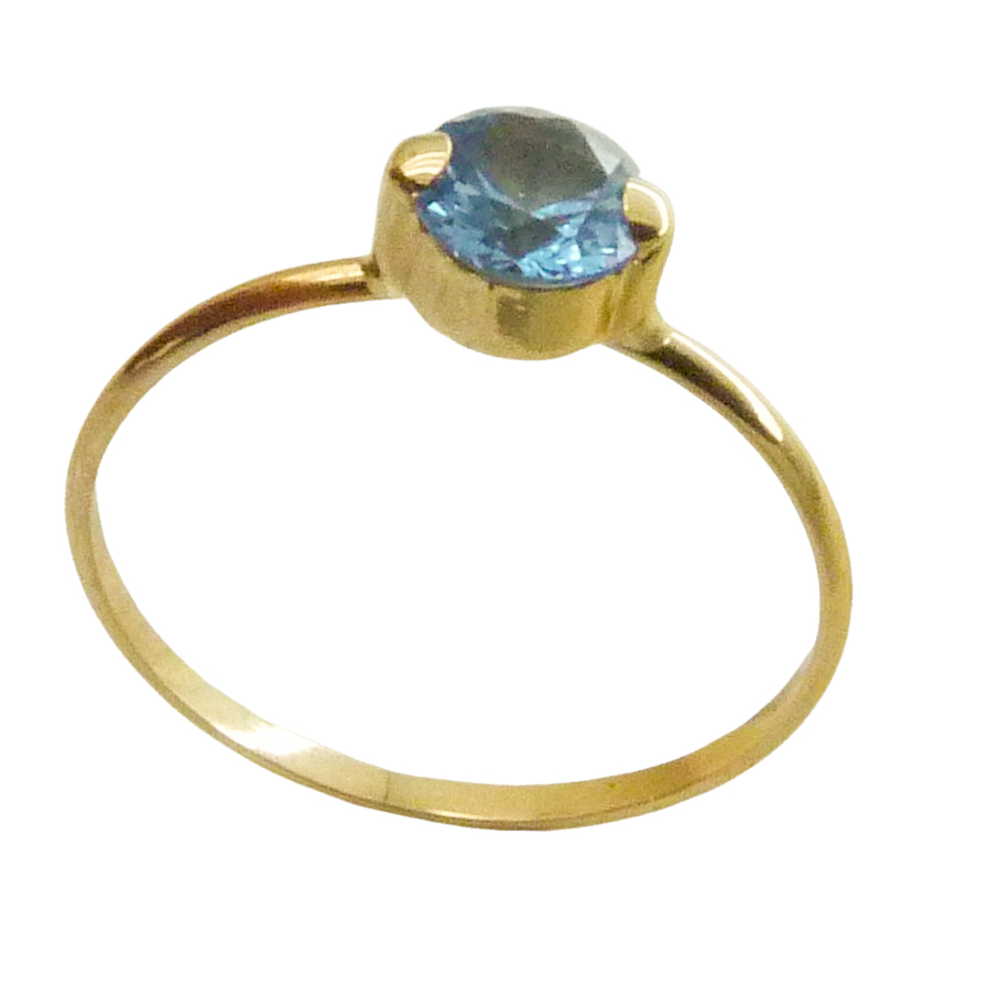 SORTIJA CIRCONITA REDONDA DE 5MM COLOR AGUAMARINA.