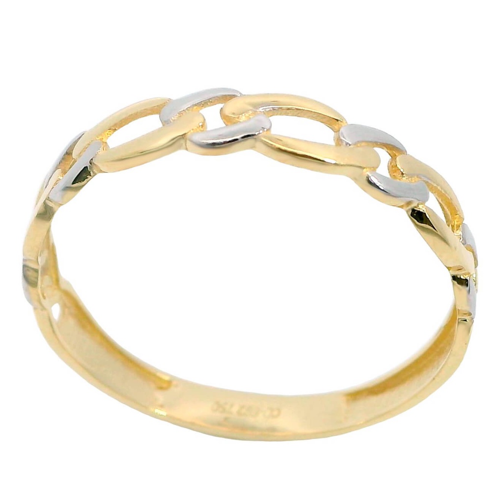 TWO TONE GOLD LINKS RING.