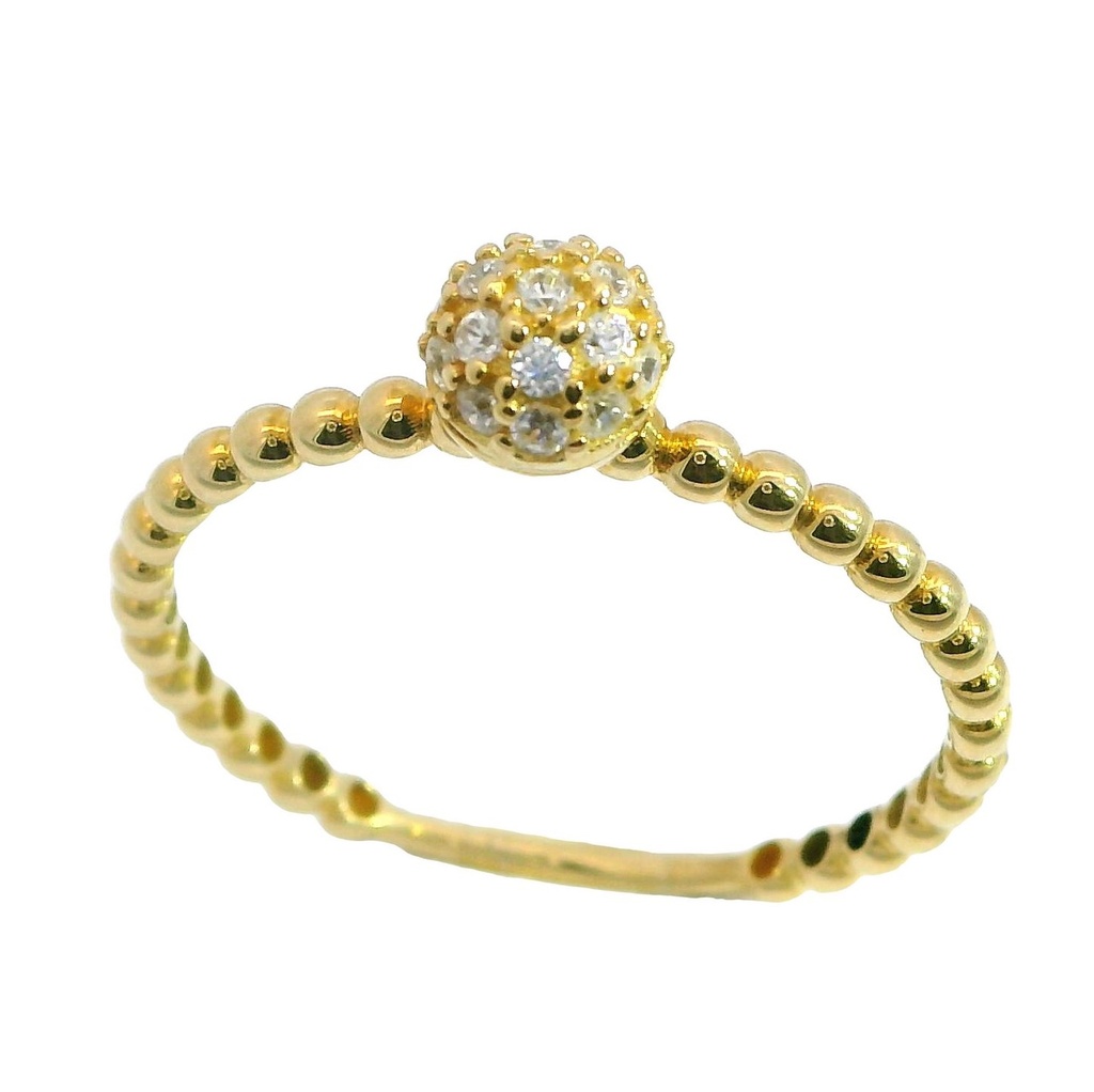 GOLD BALLS AND CZ RING.