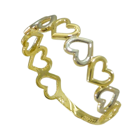 TWO TONE GOLD HEARTS RING.