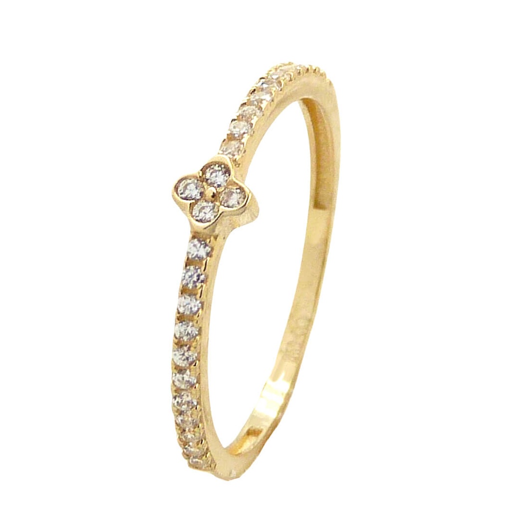 QUATREFOIL RING WITH CZ