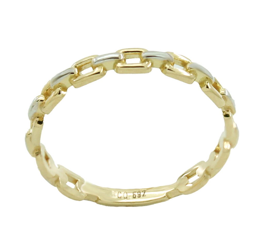 TWO TONE GOLD CHAIN RING.