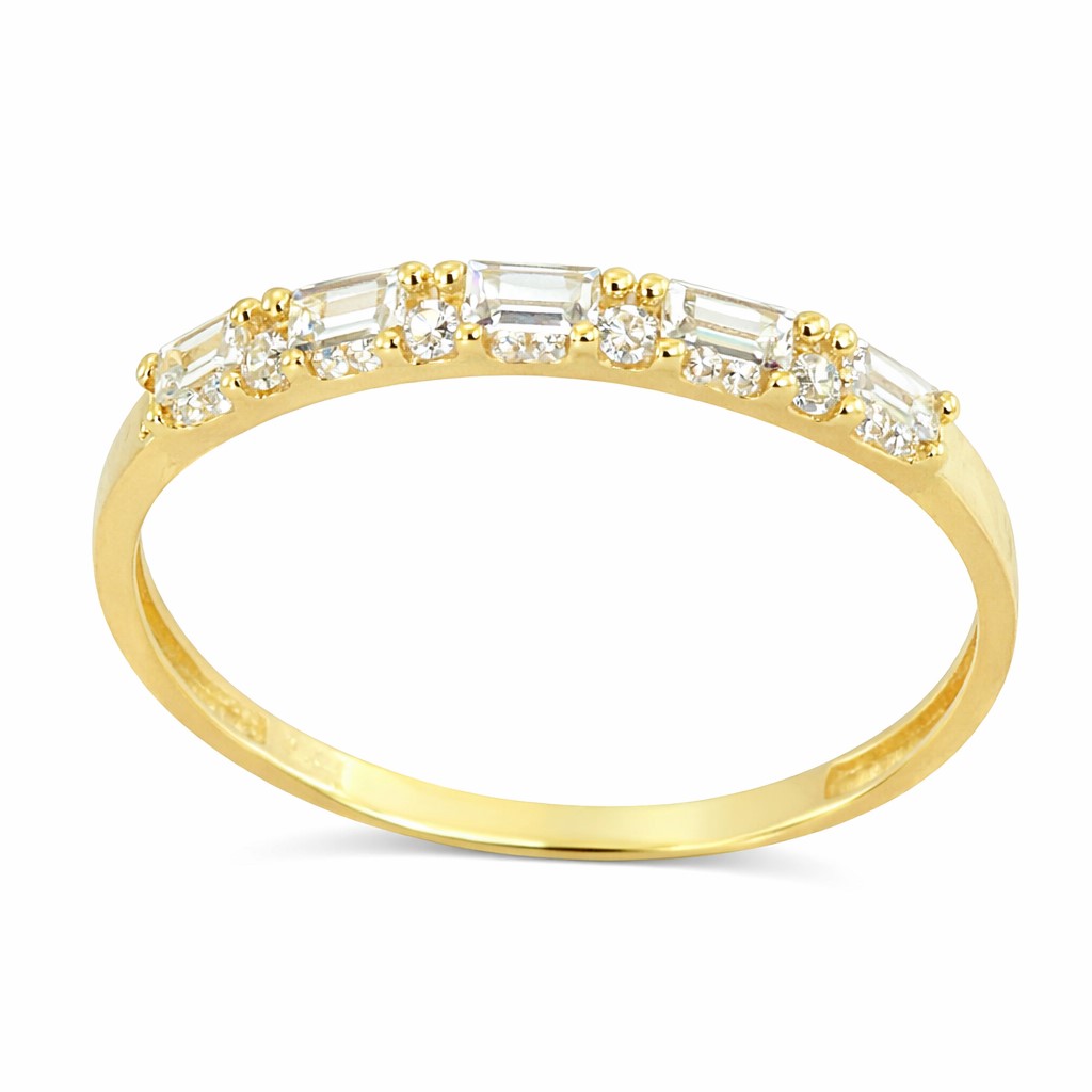 BAGUETTE AND ROUND CZ RING.WIDTH 3MM.