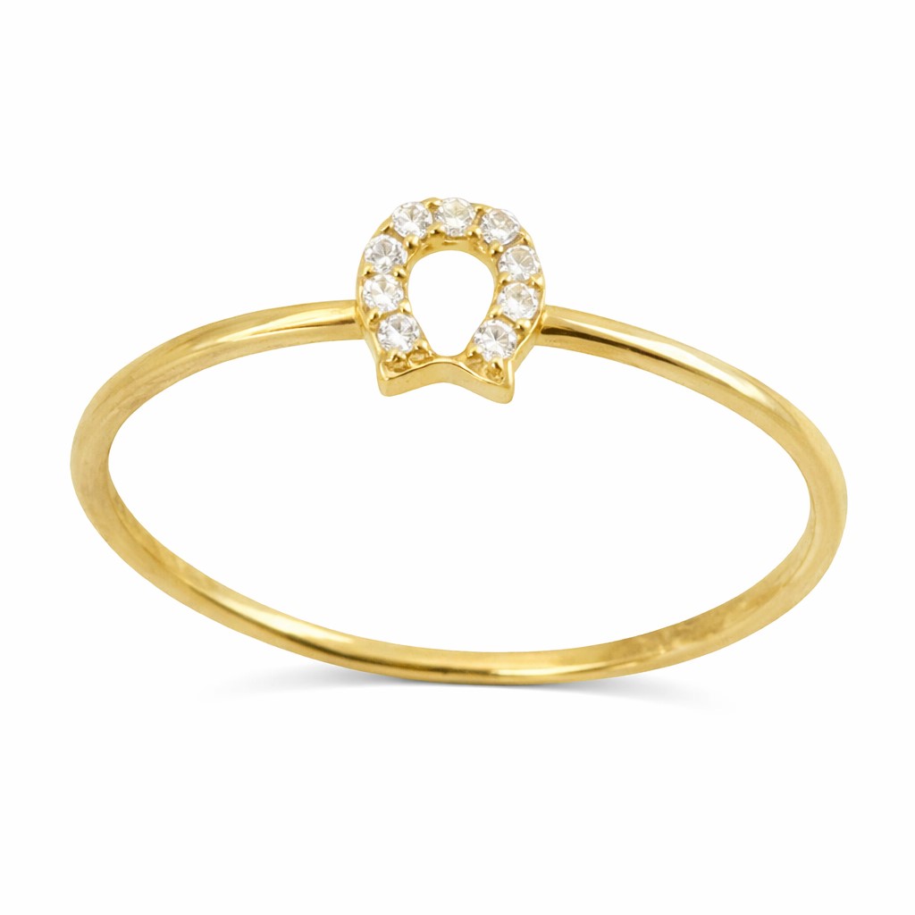 HORSESHOE RING WITH CZ.