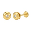 5'5MM BEZEL SET DIAMOND STUD EARRINGS.1'7MM DIAMONDS H-SI 0.04 CT TW.