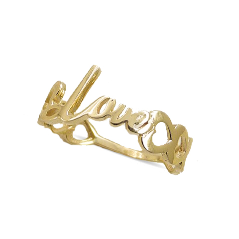 "LOVE"AND HEARTS RING.
