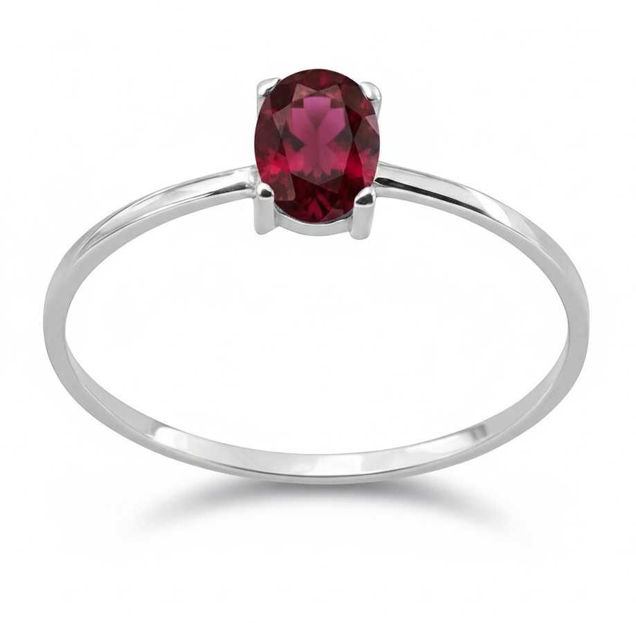 6s4MM OVAL RUBY WITHE GOLD RING.0.53 CT