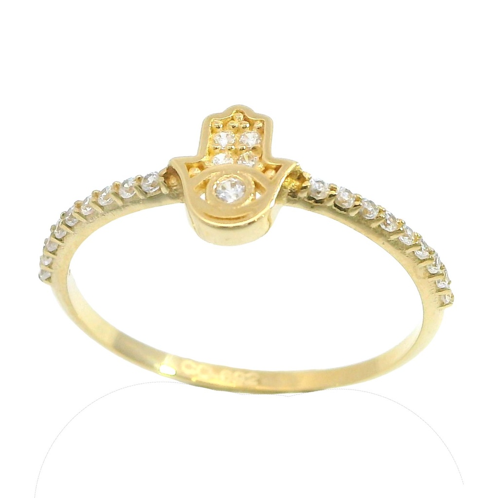 HAMSA RING WITH CZ.