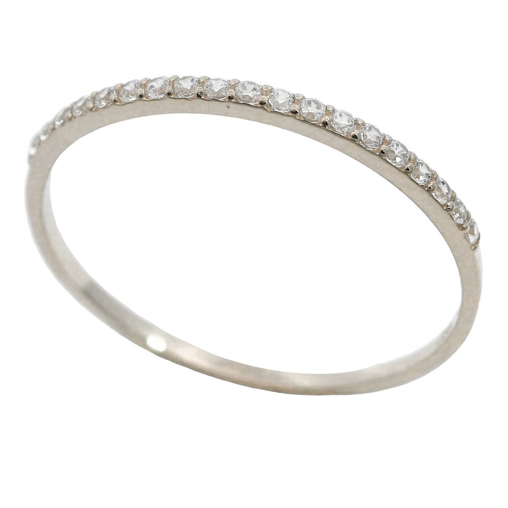 SORTIJA MEDIA ALIANZA  ORO BLANCO CON CIRCONITAS.