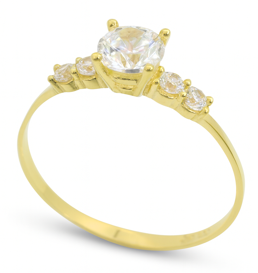 SORTIJA ORO AMARILLO Y CIRCONITAS.