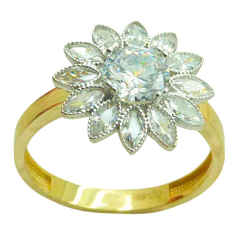 CZ FLOWER RING.