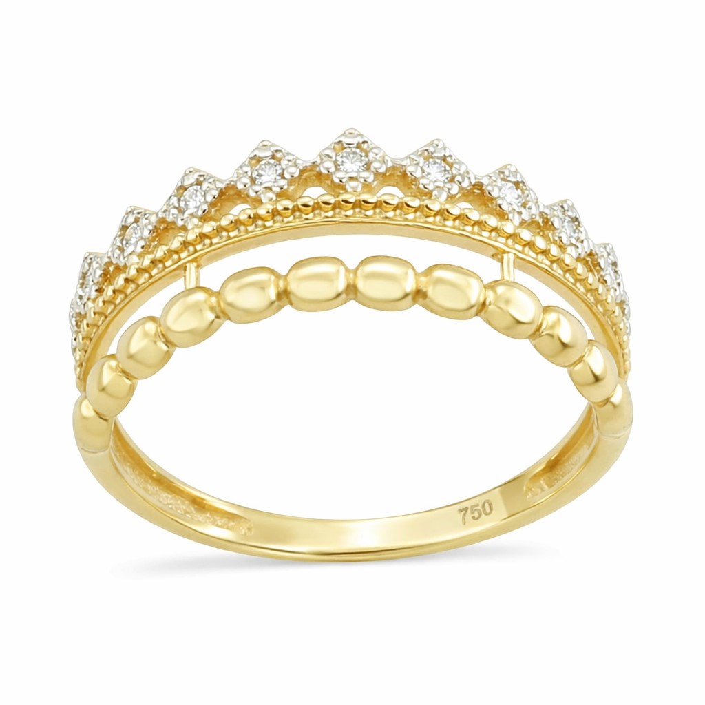 GOLD BALLS AND CZ RING.