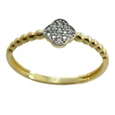 TWO TONE GOLD FLOWER RING WITH CZ.