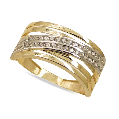 TWO TONE GOLD RING WITH CZ