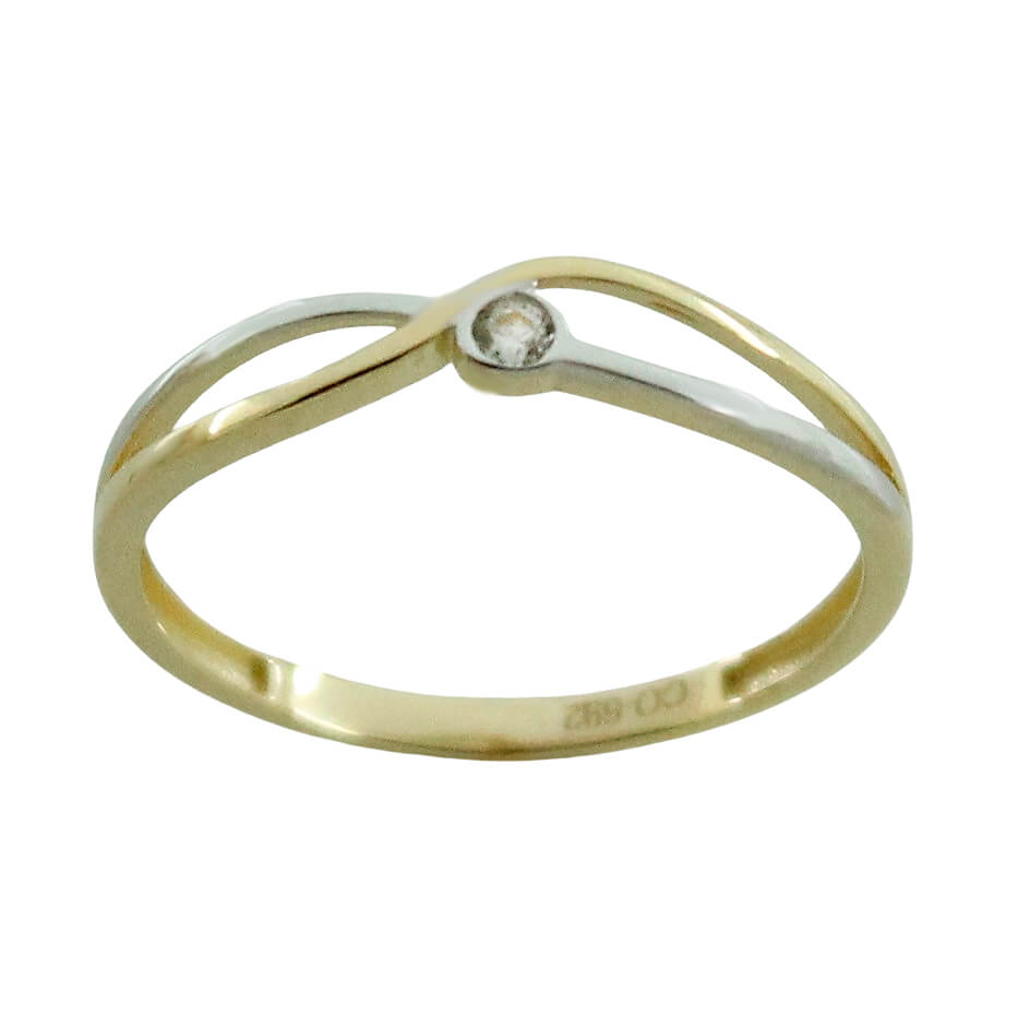 TWO TONE GOLD RING WITH CZ.