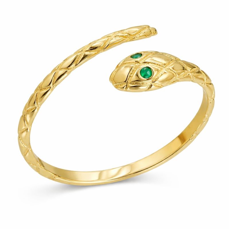 SORTIJA SERPIENTE CON CIRCONITAS VERDES