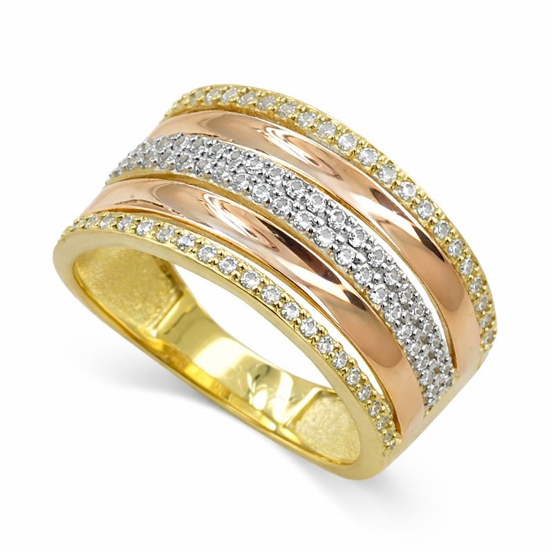 SORTIJA TRICOLOR CON CIRCONITAS.