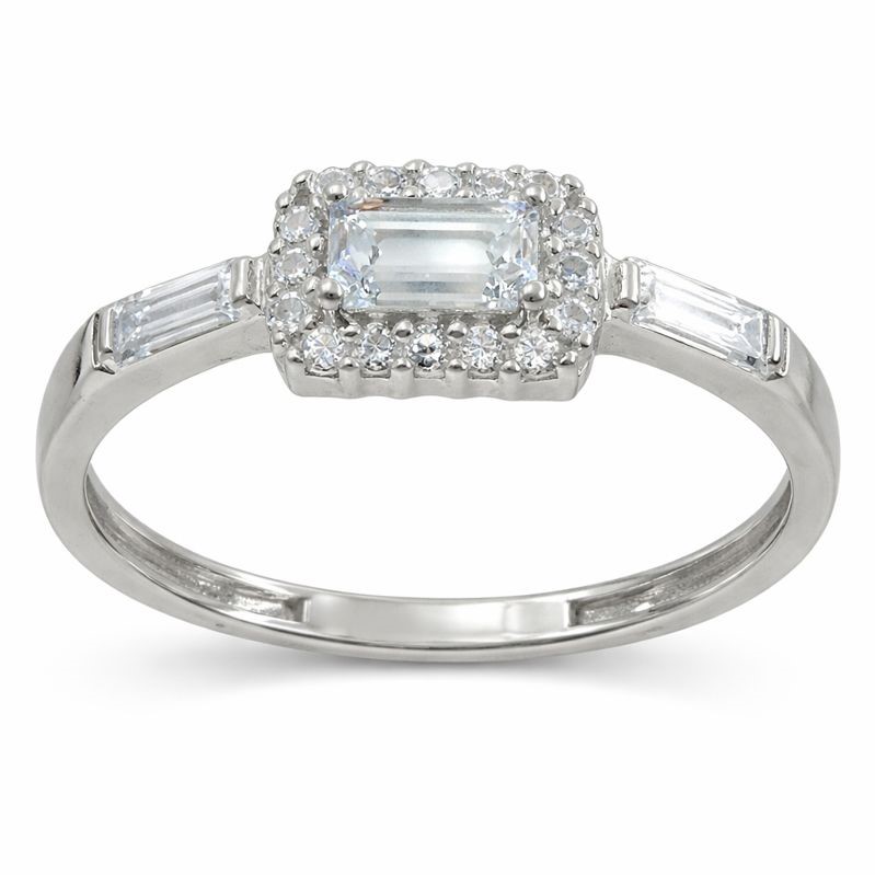 BAGUETTE CZ WHITE GOLD RING.