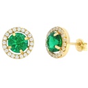 9MM ROUND STUD EARRINGS.5'5MM NANO GREEN STONE.