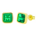 PENDIENTES CUADRADOS 6x6 MM PIEDRA NANO ESMERALDA