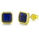 6x6MM SAPPHIRE  COLOR CZ SQUARE STUD EARRINGS.
