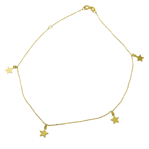 6MM STAR CHARMS ANKLET.25CM.
