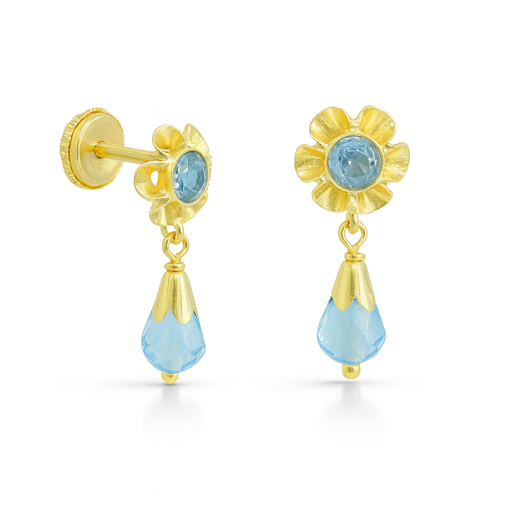 PENDIENTES ARQUILLO BOLA COLOR AGUAMARINA. TORNILLO 15MM.