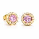 4MM PINK CZ EARRINGS.TOTAL SIZE 7MM.