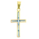 CROSS PENDANT WITH AQUAMARINE STONES.19x10MM.